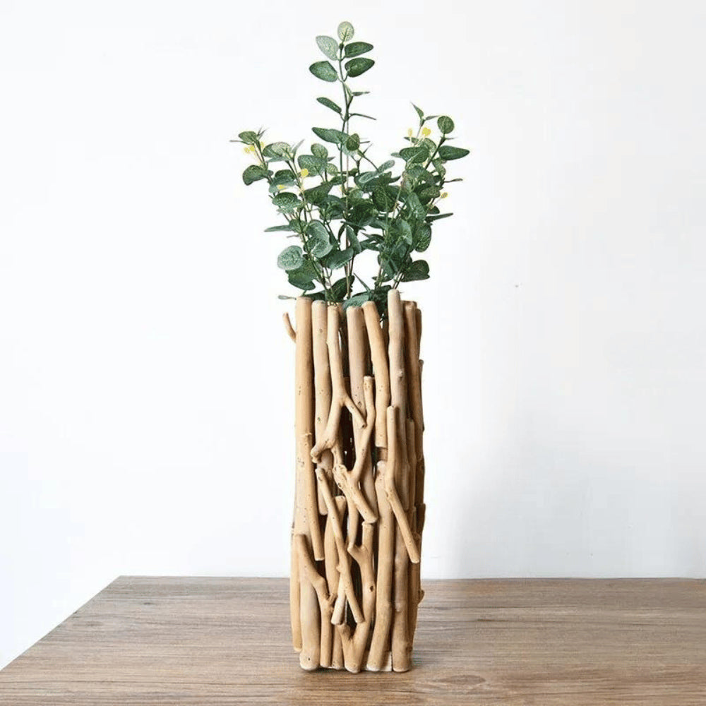 Vase Géométrique en Bois Massif