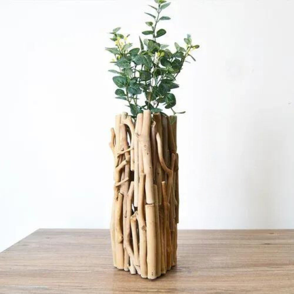 Vase Géométrique en Bois Massif