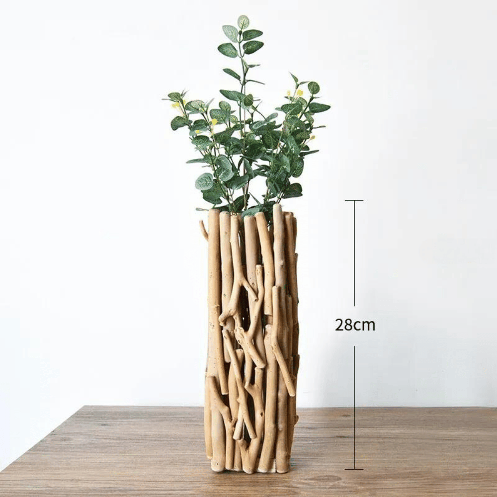 Vase Géométrique en Bois Massif