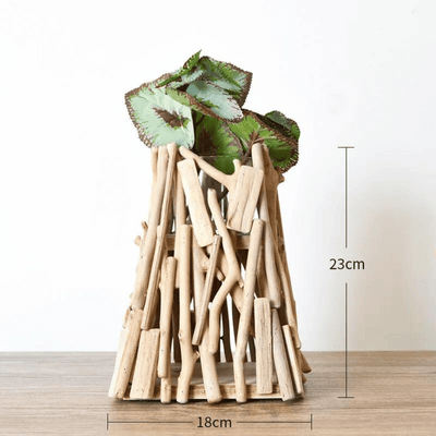 Vase Géométrique en Bois Massif