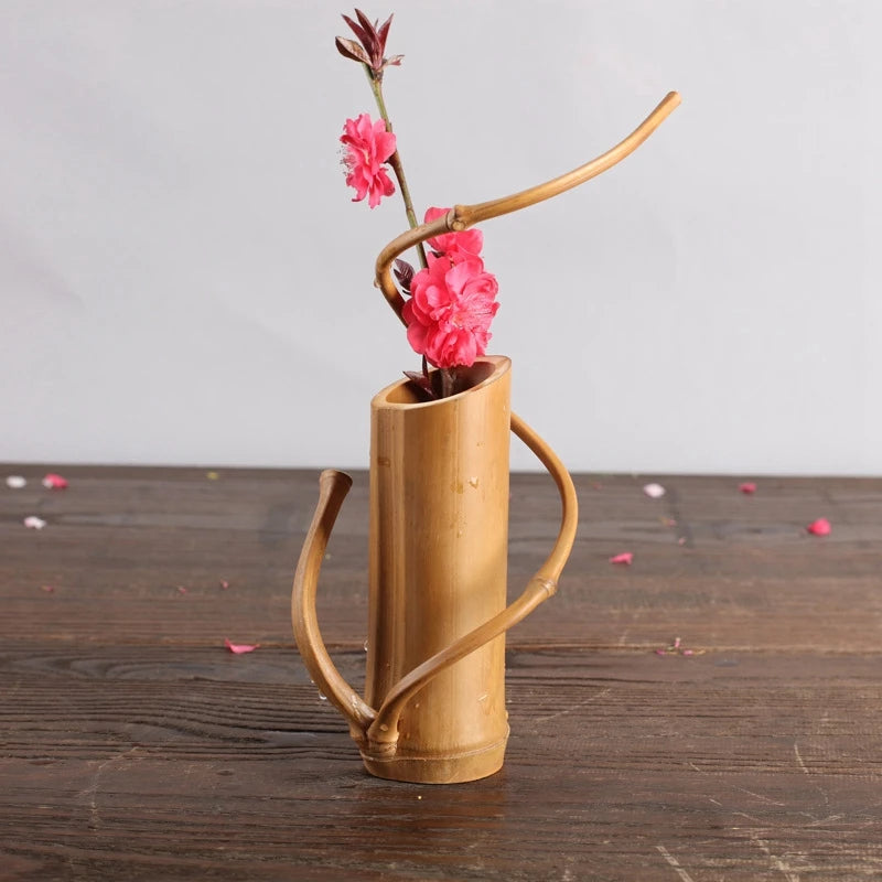 Vase en Bois et Bambou Naturel