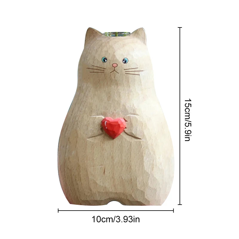 Vase Créatif de Chat en Bois et Résine