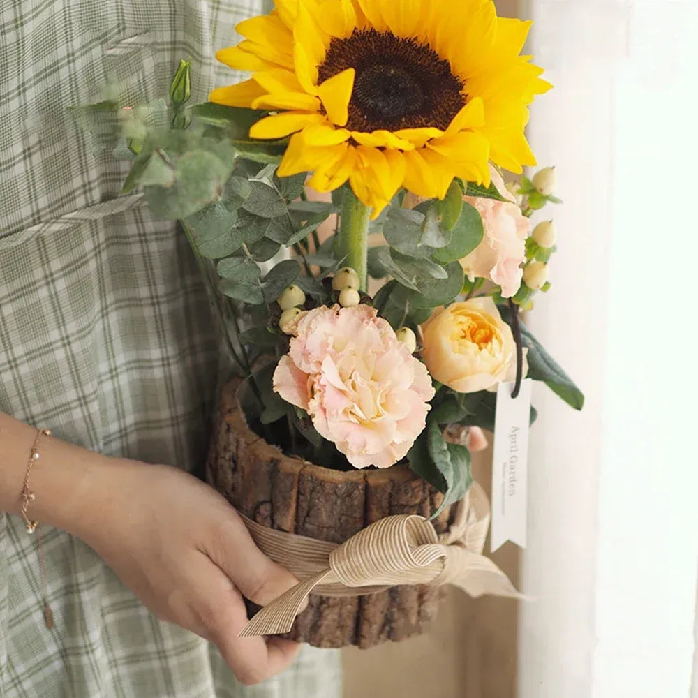 Vase en Bois d'Écorce Naturel