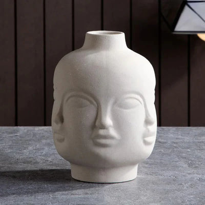 Vase Visage Humain en Céramique Nordique Moderne