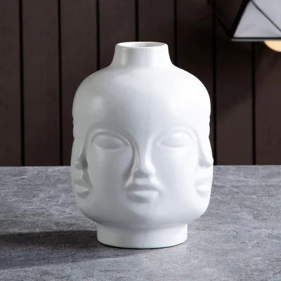 Vase Visage Humain en Céramique Nordique Moderne