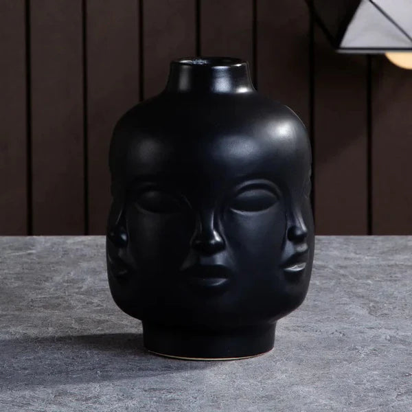 Vase Visage Humain en Céramique Nordique Moderne