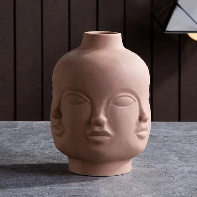 Vase Visage Humain en Céramique Nordique Moderne