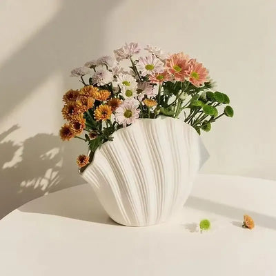 Vase en Céramique en Forme de Coquillage pour Fleurs