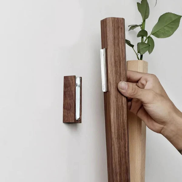 Vase Mural en Bois Minimaliste