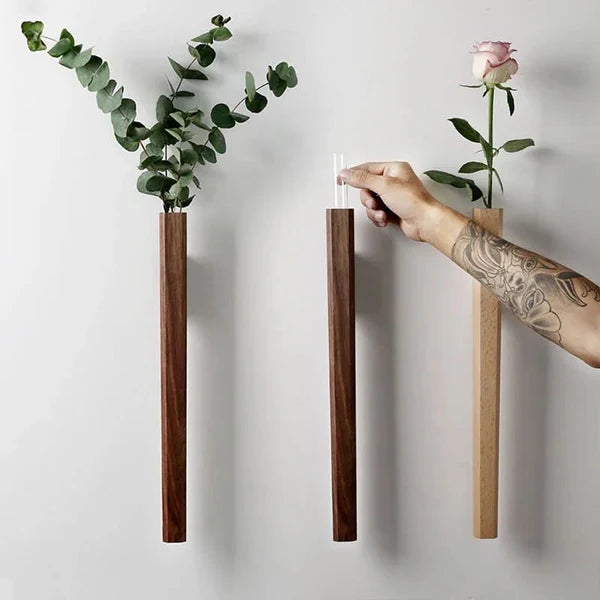 Vase Mural en Bois Minimaliste