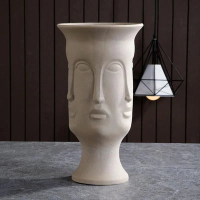 Vase Long Visage Design en Céramique