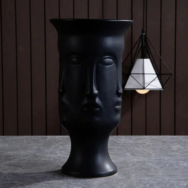 Vase Long Visage Design en Céramique