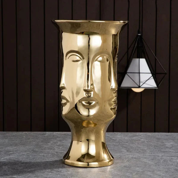 Vase Long Visage Design en Céramique