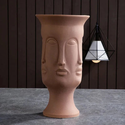 Vase Long Visage Design en Céramique