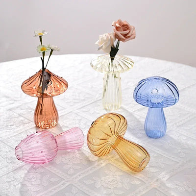 Vase Champignon en Verre Transparent Créatif