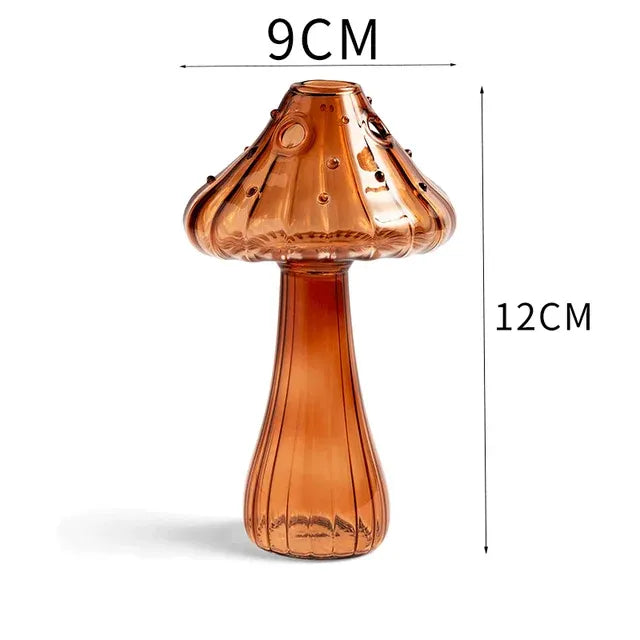 Vase Champignon en Verre Transparent Créatif