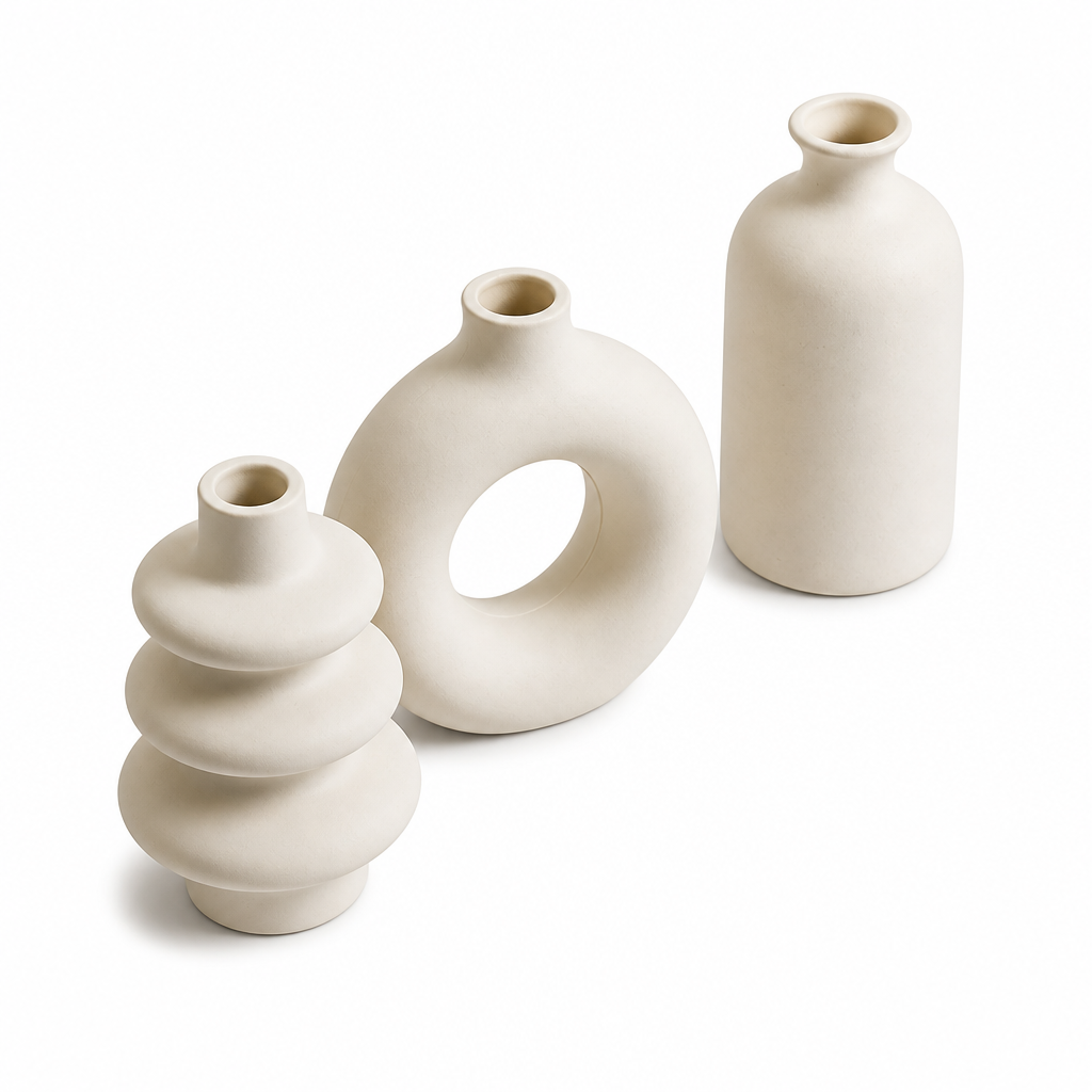 Trio de vases bohèmes blancs