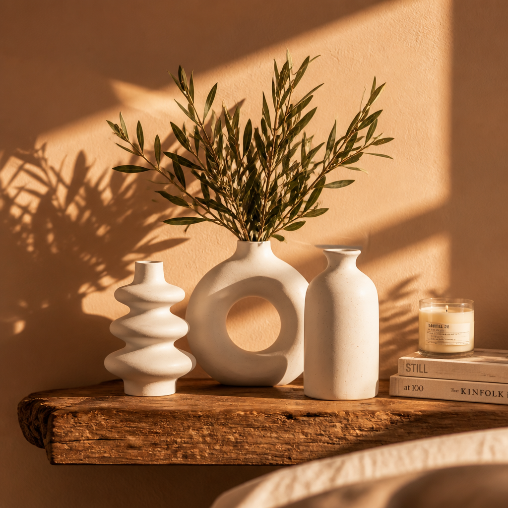 Trio de vases bohèmes blancs