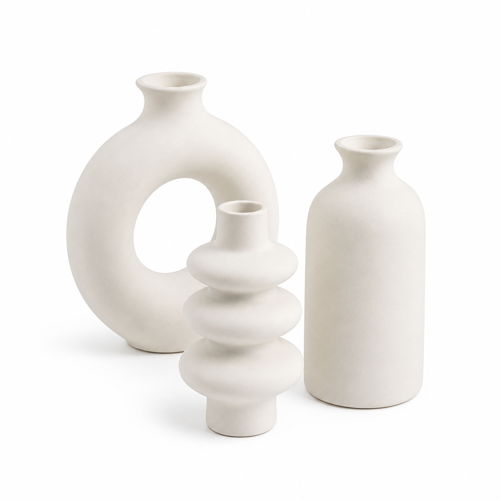 Trio de vases bohèmes blancs