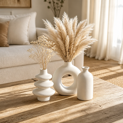 Trio de vases bohèmes blancs