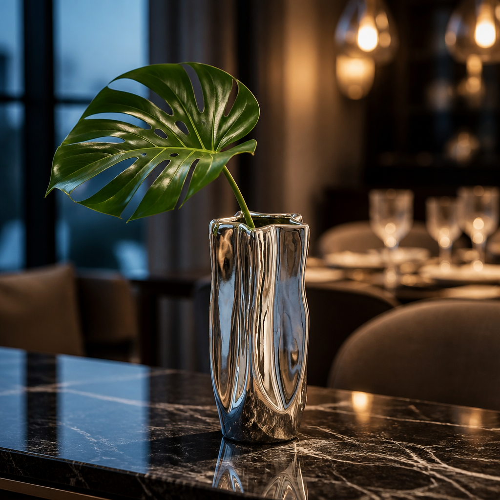Vase Céramique Argenté Luxe