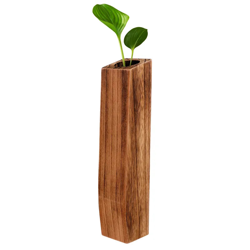 Vase Élancé en Bois Massif